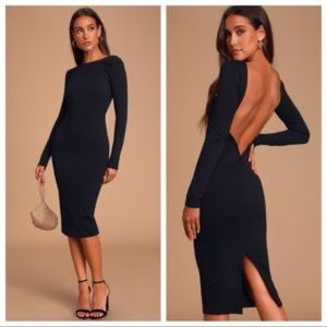 Lulu's Va Va Voom Black Backless Midi Dress (NEW WITH TAGS)